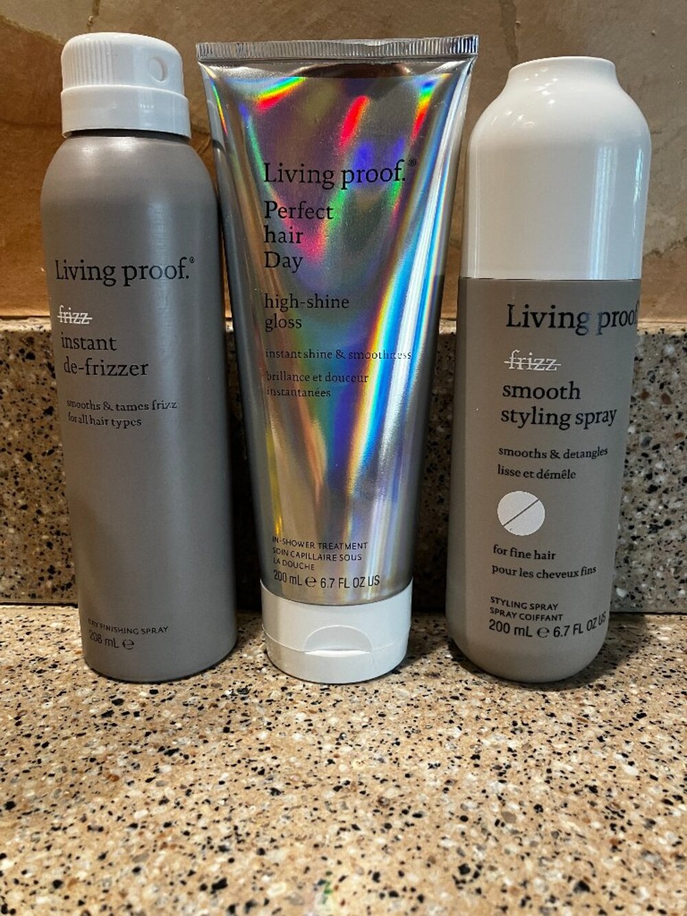 Living Proof Set of Frizz Smooth Styling Spray, Instant De-frizzer, Shine Gloss!